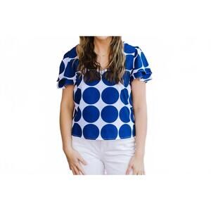 NEW MICHELLE MCDOWELL grayson dot party top in navy